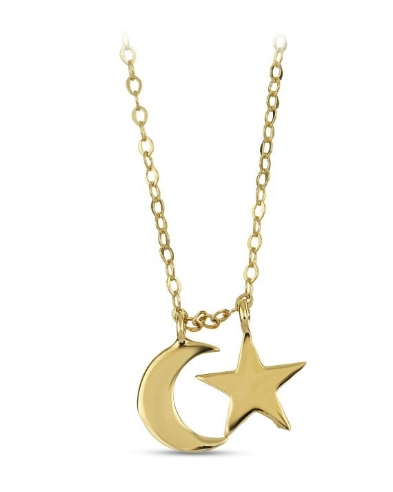 14 Ayar Ay Yıldız Altın Kolye