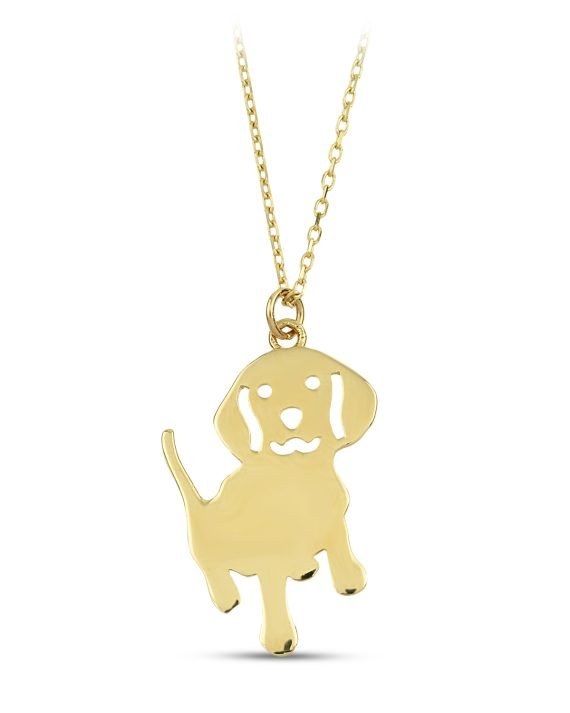 14 Ayar Köpek figürlü Altın Kolye