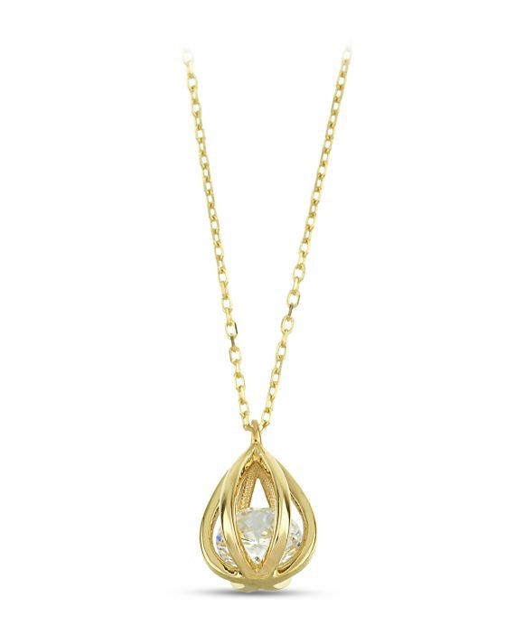 14 Ayar Kafes Tektaş Altın Kolye