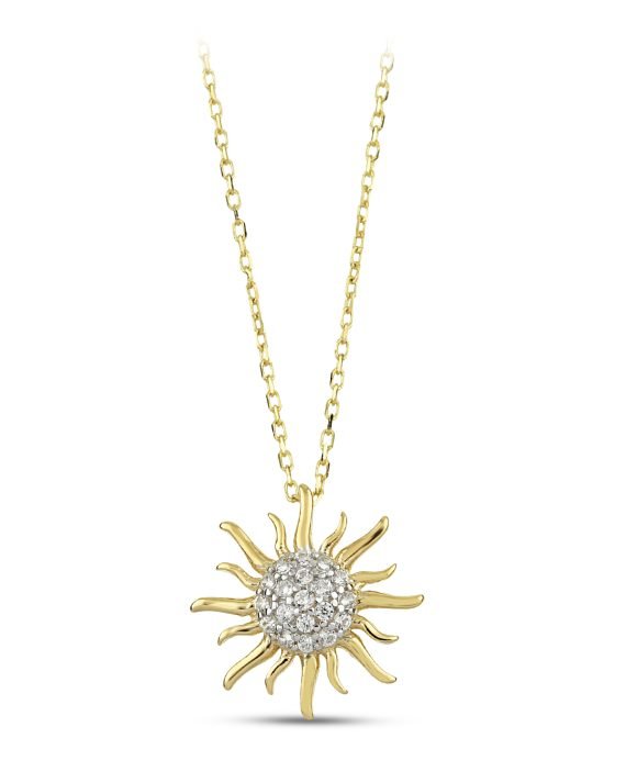 14 Ayar Güneş Figürlü Altın Kolye