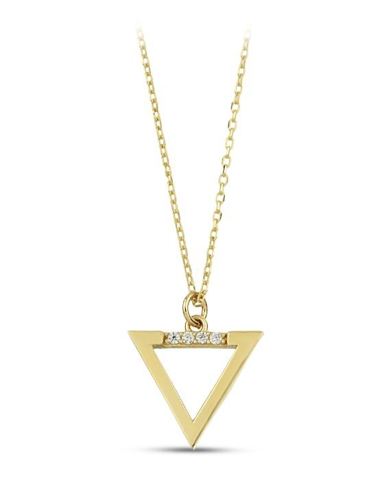 14 Ayar Üçgen Altın Kolye