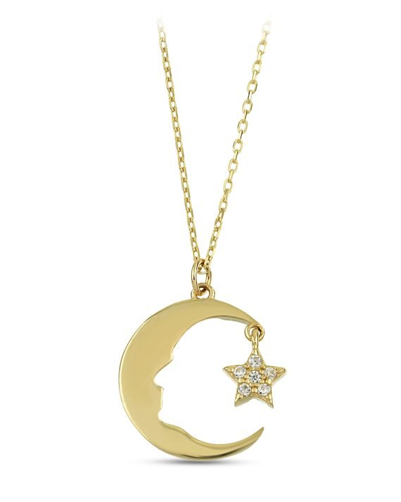 14 Ayar Atatürk Silüeti Ay Yıldız Altın Kolye