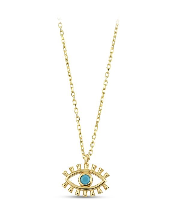 14 Ayar Firuze Göz Altın Kolye