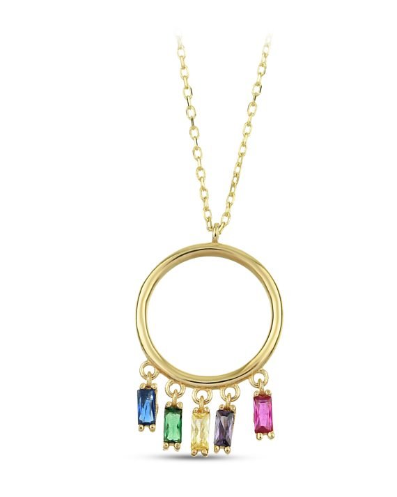 14 Ayar Sallantılı Beşli Baget Altın Kolye