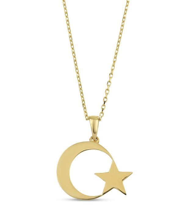 14 Ayar Ay Yıldızlı Altın Kolye