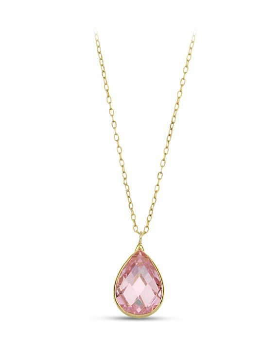 14 Ayar Pembe Damla Altın  kolye