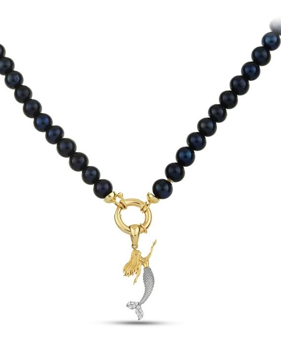 14 Ayar Altın Mavi İncili Deniz Kızı Kolye
