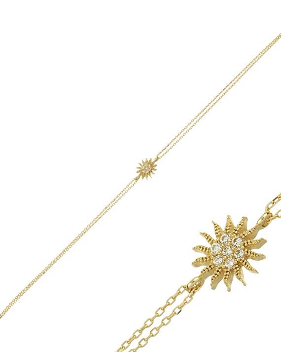 14 Ayar Güneş Figürlü Altın bileklik