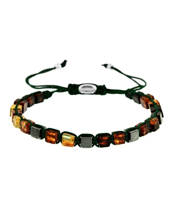 Kehribar Taşlı Gümüş Bileklik