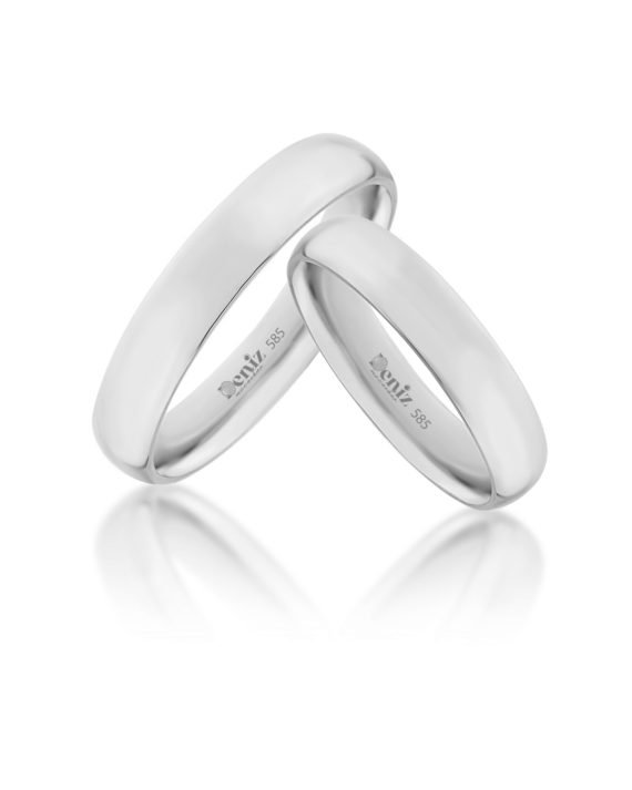 4 mm Klasik 14 Ayar Beyaz Altın Alyans