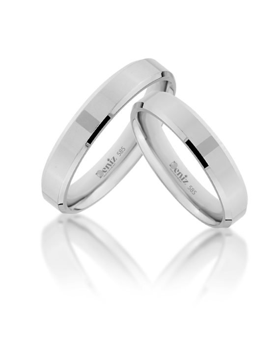 4 mm 14 Ayar Beyaz Altın Kibrit Çöpü Modeli Alyans