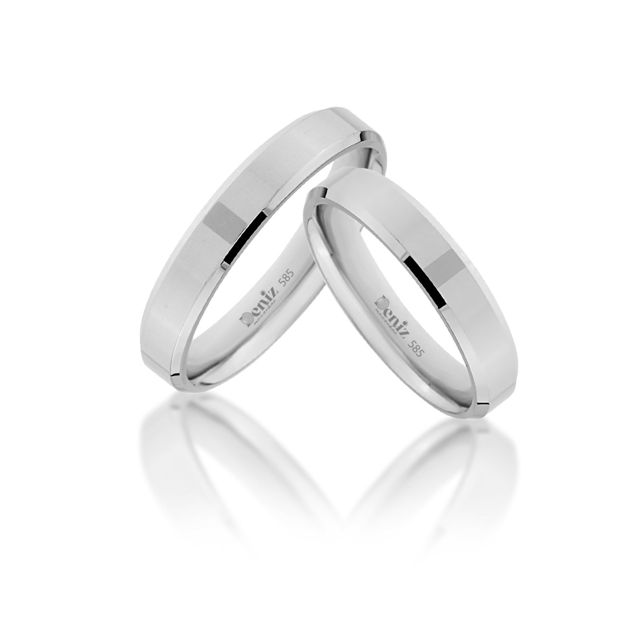 4 mm 14 Ayar Beyaz Altın Kibrit Çöpü Modeli Alyans