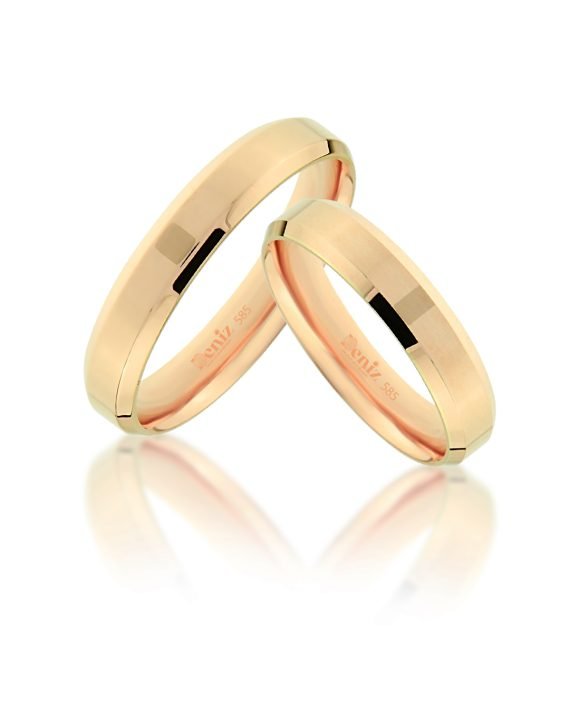 4 mm 14 Ayar Rose Altın Kibrit Çöpü Modeli Alyans