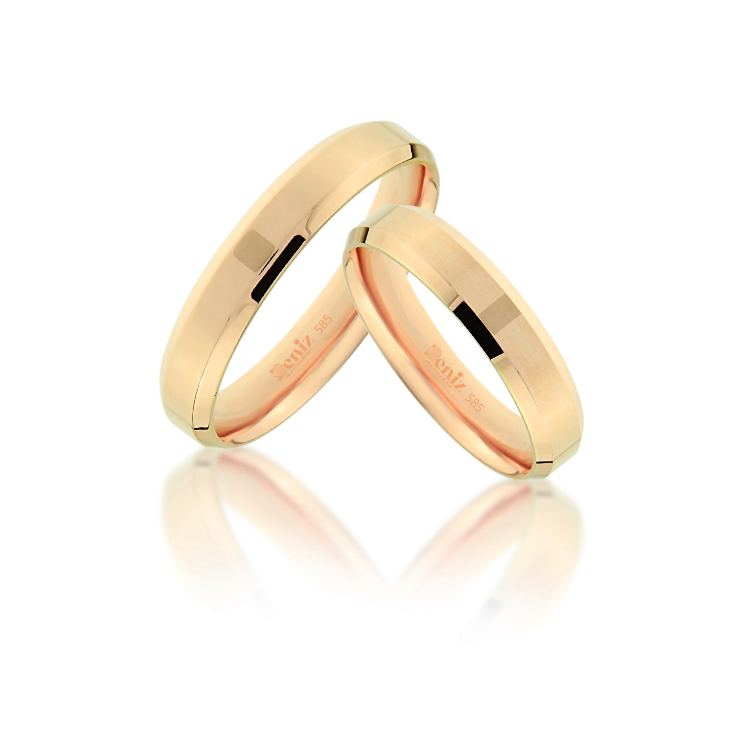 4 mm 14 Ayar Rose Altın Kibrit Çöpü Modeli Alyans