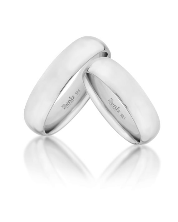 5 mm Klasik 14 Ayar Beyaz Altın Alyans