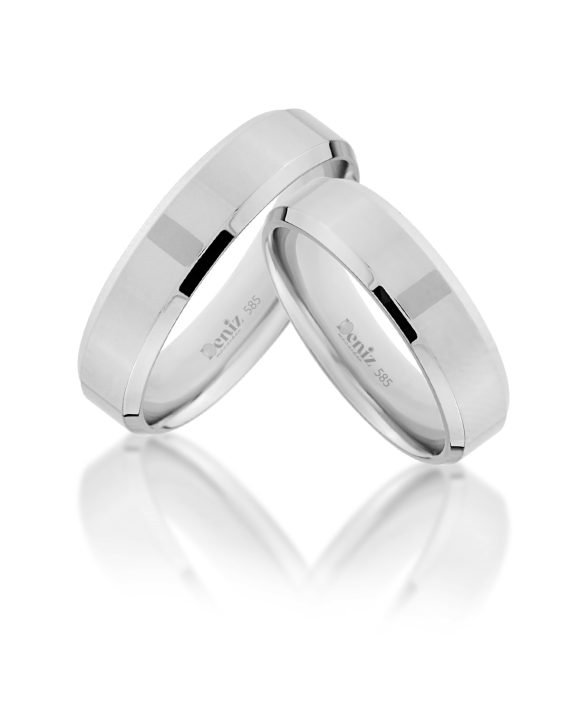 5 mm 14 Ayar Beyaz Altın Kibrit Çöpü Modeli Alyans