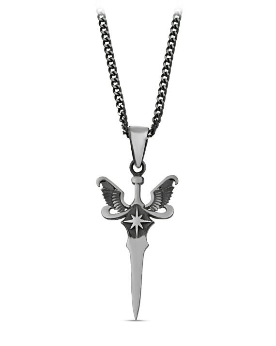 Kanatlı Kılıç Gümüş Kolye