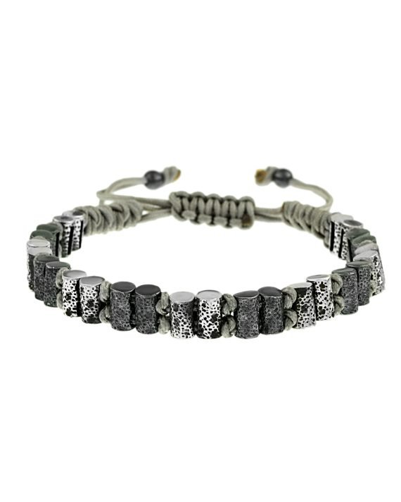 Baritor Gümüş Gri Makrame Bileklik