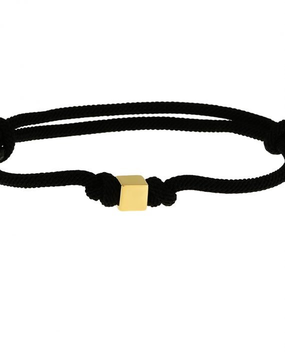 Altın Küp Siyah İpli Bileklik 14 Ayar