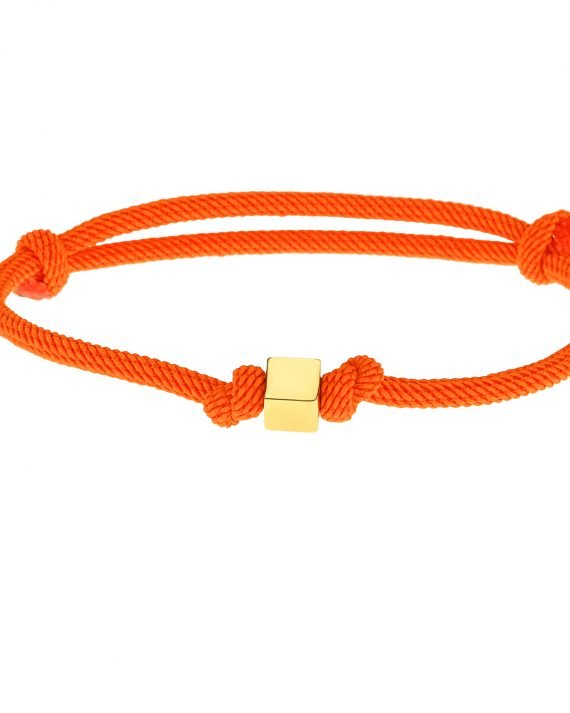 Altın Küp Orange İpli Bileklik 14 Ayar
